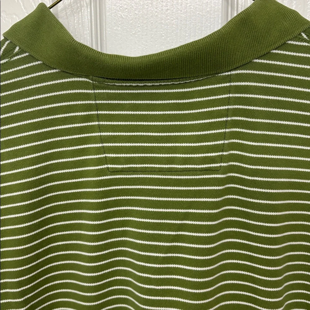 BANANA REPUBLIC Button Front Green Striped Polo Golf Shirt Men's Size Large
